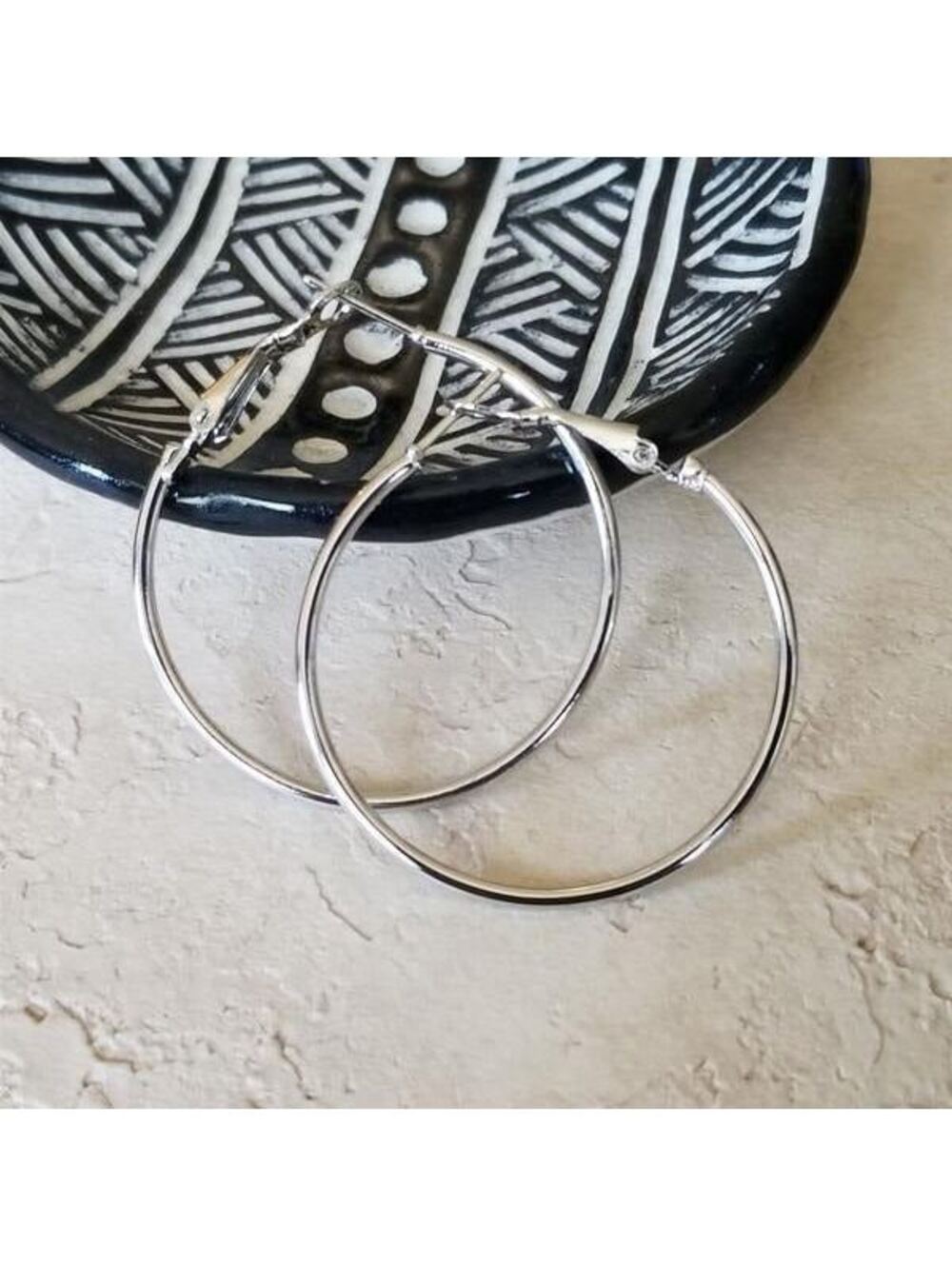 Silver Platinum Plt 40mm Hoop Earrings